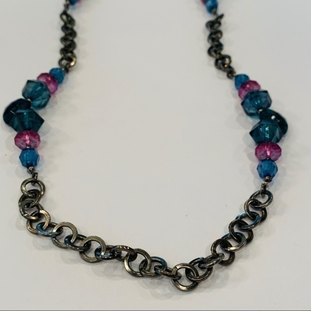 Napier faceted bead king pink blue necklace - Picture 2 of 8